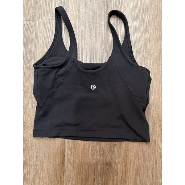 Lululemon Align tank‎ top black V neck cropped shelf bra size 2 - Image 2