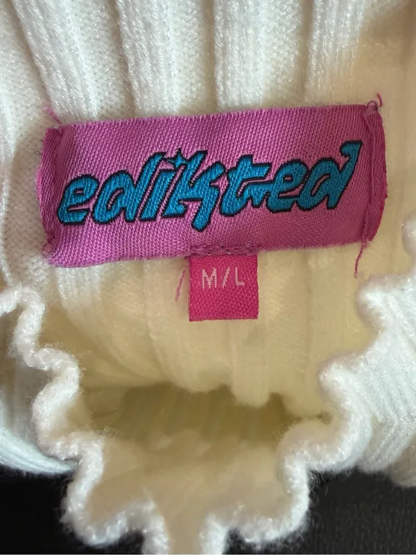 Edikted Cropped Sweater Top Women’s M/L Cream Ribbed Mock Neck Stretch Fall Sexy - Image 6