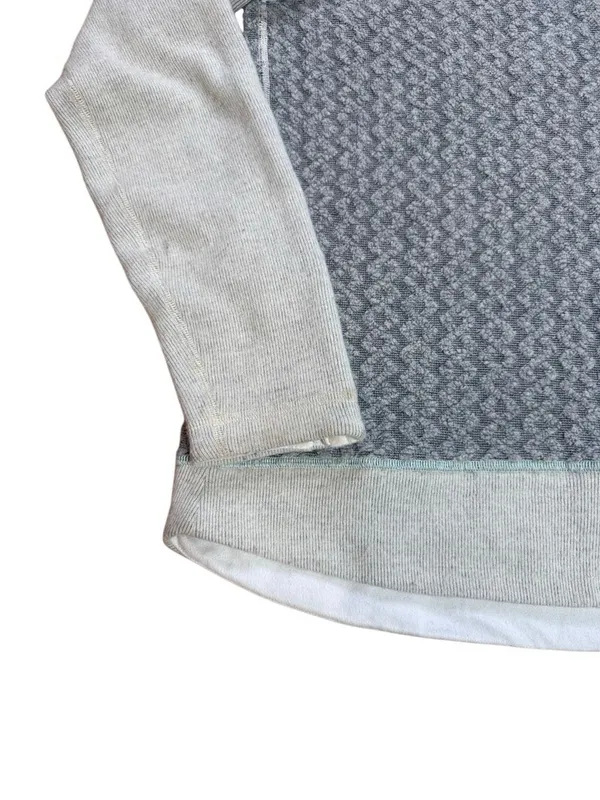 Prana Aya Gray Gravel Cable Knit Patchwork Wool Blend Sweater Large - Image 6