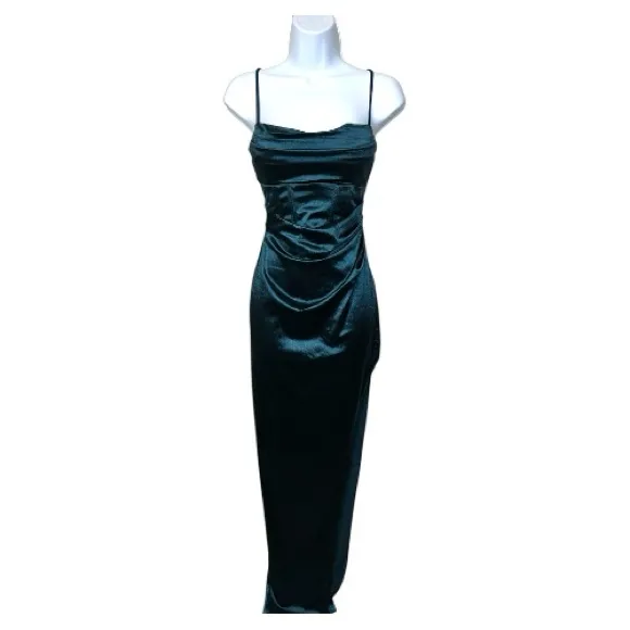Windsor Strapless Satin Dress in Emerald - Image 6