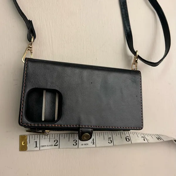 Phone Compact Black Crossbody Wallet Bag with Removable Strap excellent shape - Image 3