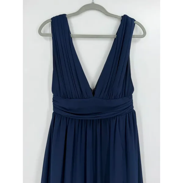 Lulus Maxi Dress Womens S Navy Heavenly Hues Pleated Side Slit Formal Elegant - Image 11