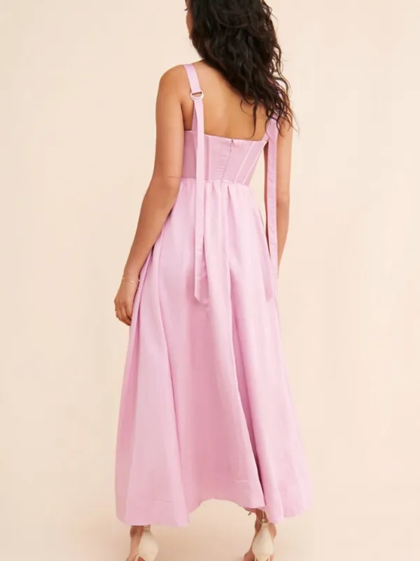 Aureta Showstopper Lilac Satin Corset Sweetheart Strappy Midi Dress Size L - Image 11