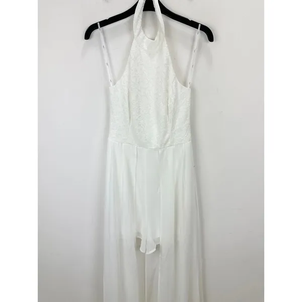 Lulus Love Speaks White Lace Halter Maxi Romper Wedding Bridal Medium NWT - Image 7