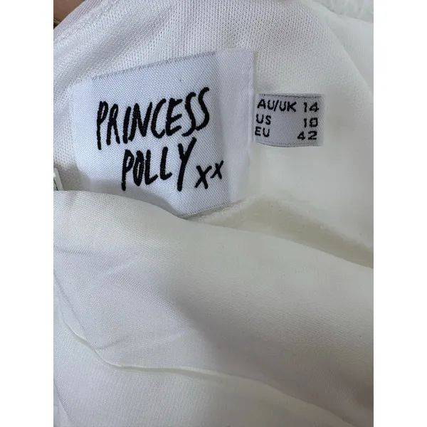Princess Polly Eddy White Ruffle Mini Dress Size 10 Halter Chiffon Bridal Sexy - Image 6