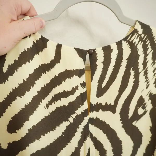 Corey Lynn Calter Size M Anthropologie Zebra Print Midi Shift Dress Brown Cream - Image 11