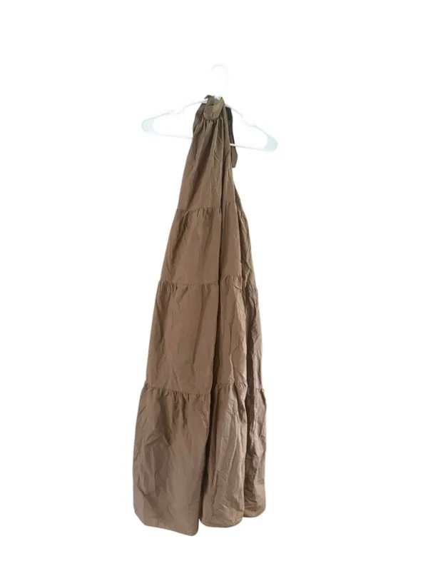 Women's Theory Petite Maxi Dress Brown Tiered Halter Neck - Image 10