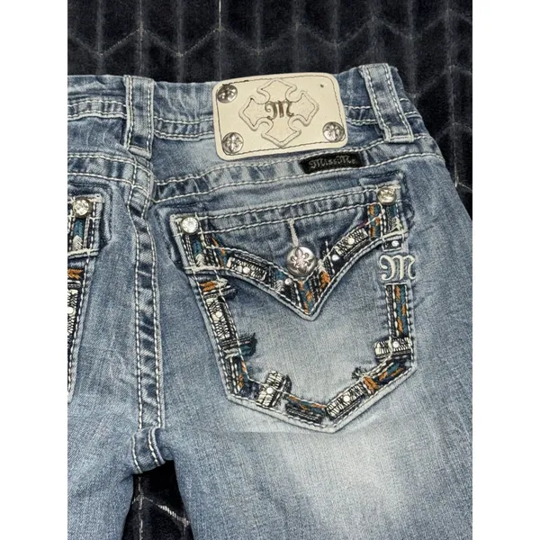 Miss Me Womens Bootcut Jeans Medium Wash Embroidered Mid Rise Sz 27 - Image 7