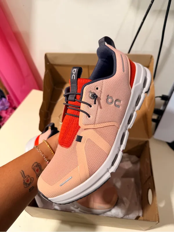 On Pink and Red Lightweight Athletic Sneakers - Image 5
