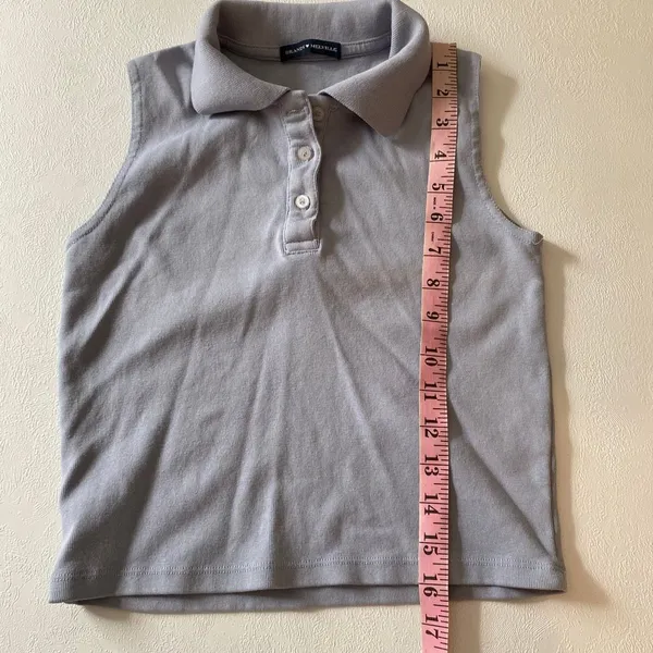 Brandy Melville Gray Sleeveless Polo Top Collared Preppy Y2K - Image 7