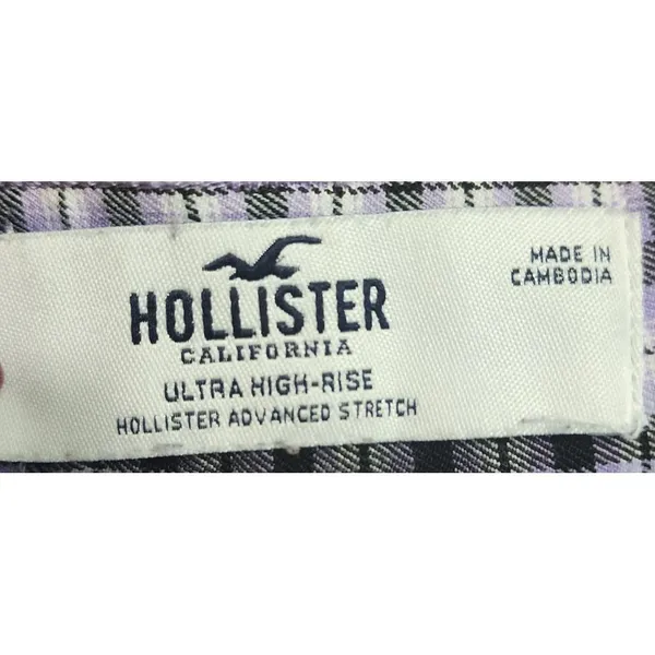 Hollister Ultra High-Rise Plaid Check Pattern Stretch Pants Purple Gray‎ XS - Image 3
