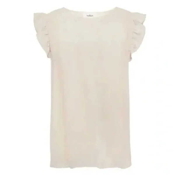 BA&SH Fani Ruffle-trimmed‎ Crepe Top in Cream - Image 2