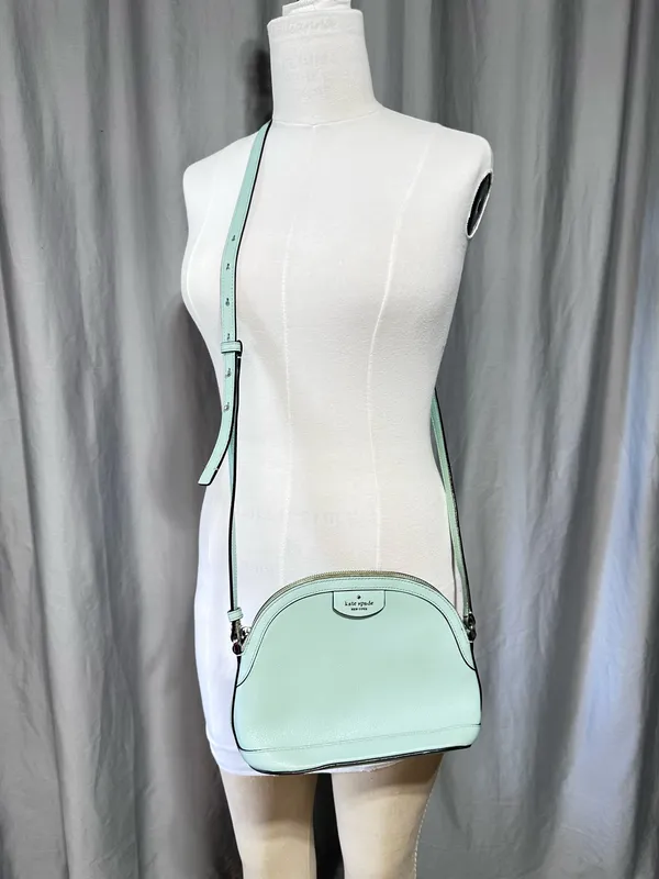 Kate Spade Perry Mint Green Saffiano Leather Small Dome Crossbody Purse Classic - Image 3
