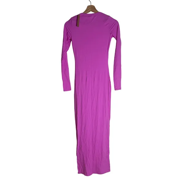SKIMS Fits Everybody Crew Neck Long Sleeve Dress Neon Orchid Small - Image 5