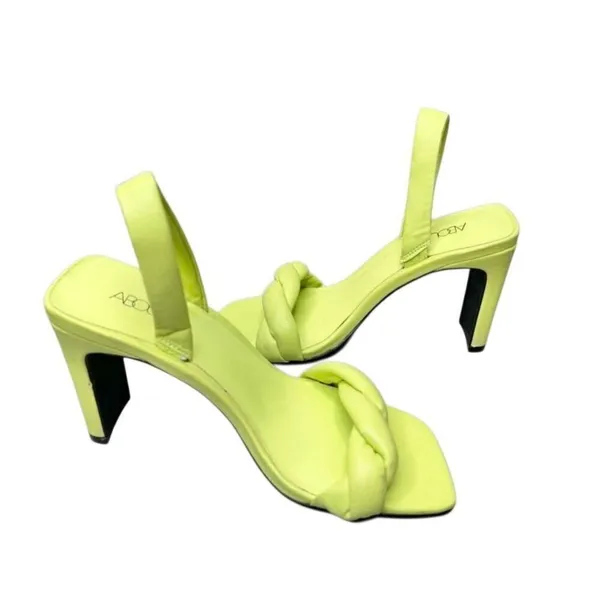 Abound Abryleigh Neon Lime Green Twisted Strap Square Toe Block Heel Sandals 5.5 - Image 5