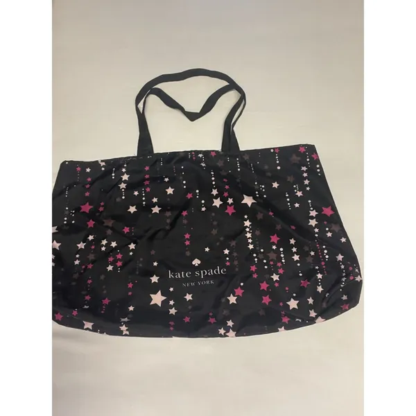 Kate Spade New York Star Print Nylon Tote Bag Black Pink - Image 7