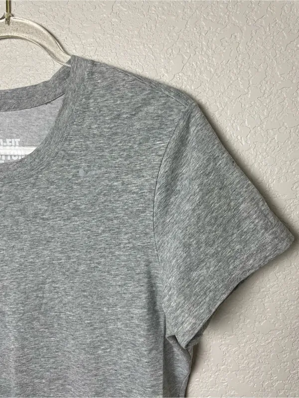 Nike Women's Dri Fit Cotton Workout Heather Gray Short Sleeve Crew Tee Size L - Image 2