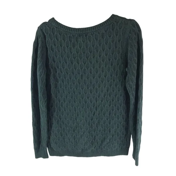 Old Navy Womens Sweater Chunky Cable Knit Cotton Blend Dark Green S - Image 2