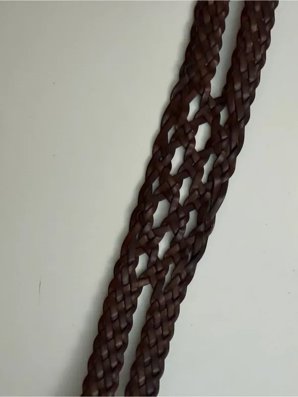 Braided Faux Leather Belt Wide Corset Boho Cottagecore Prairie Brown Grey XL - Image 7