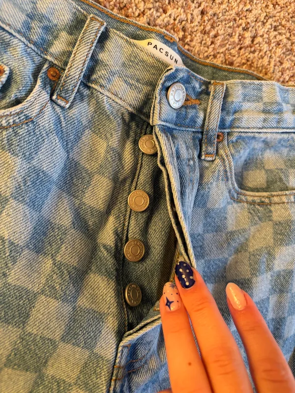 PacSun Denim Shorts Checkered Women’s 24 Ultra High-Rise Vintage 90s - Image 4