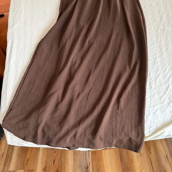 Women's Brown Open Back Thin Strap Dress Size Large #260467 - Image 3
