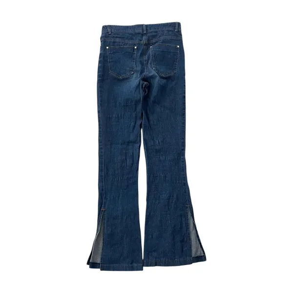 Vintage 90s Bebe Jeans Mid-Rise Flare Cowgirl Slit Blue Y2K Women's Size 4 - Image 3