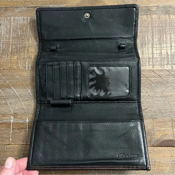 Brighton Vintage Leather Wallet with Silver Tone Hearts and Leather Hearts. - Image 3