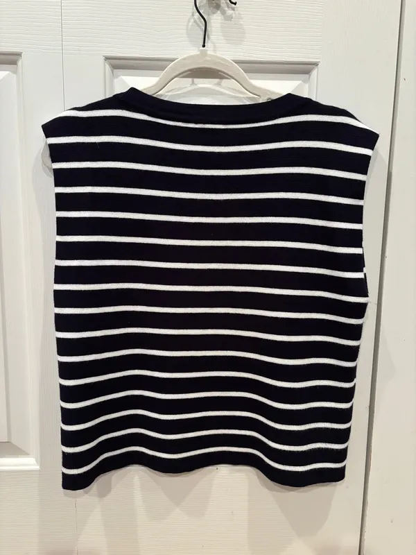 Marshalls Navy Blue and White Striped Top - Image 2