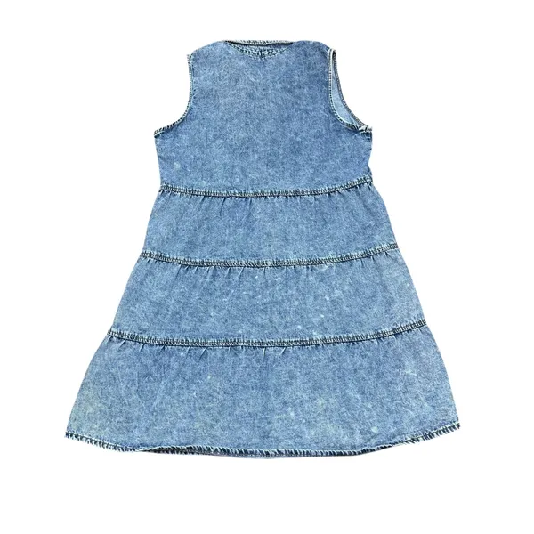 Vintage Acid Wash Denim‎ Dress Sleeveless Button Down 90s Medium - Image 6