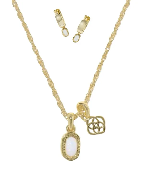 Kendra Scott Mini Elisa Iridescent & Mini Ellie Gold Wide Huggie Earrings Set - Image 2