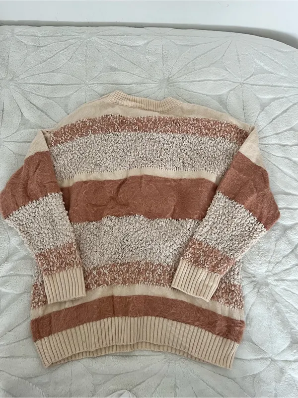 All in Favor Crewneck Sweater in Cream and Brown - Image 3