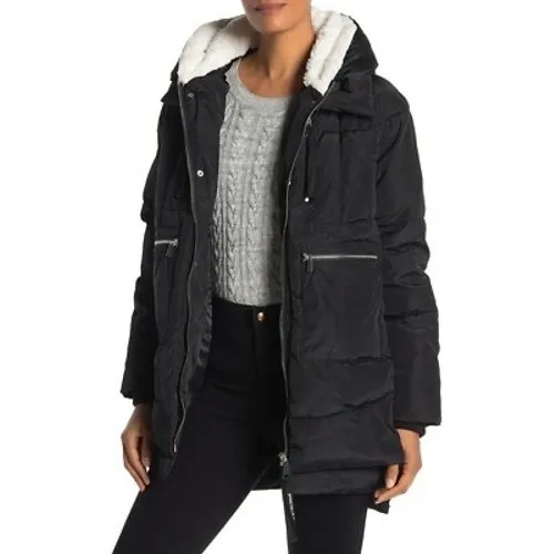 Bagatelle Black Puffer Coat Faux Fur Trim Hooded Winter‎ Warm Longline Medium - Image 2