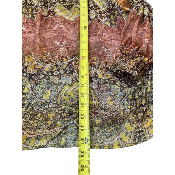Zara Women Size Medium Blouse Sheer Bohemian Long Sleeve 7-216 - Image 6