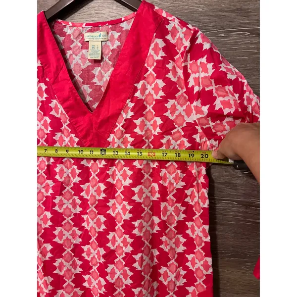 Caribbean Joe size Large tunic women Pink Resort Pool V neck Vacation Tunic - Image 6