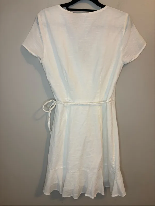 NWT Abercrombie & Fitch White Linen Blend Wrap Mini Dress Small - Image 2