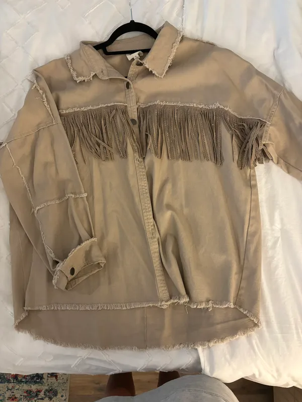 TAN Fringe Jacket Size M - Image 3