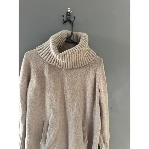 Gap Womens Lambswool Blend Cowl Neck Sweater Taupe Tan‎ Pockets Small - Image 2