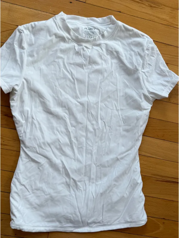 White Crew Neck Semi Cropped Shirt - Image 3