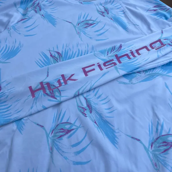 Womens Huk Fishing Shirt Long Sleeve Pursuit White Palm UPF 30 Sun Protection XL - Image 4