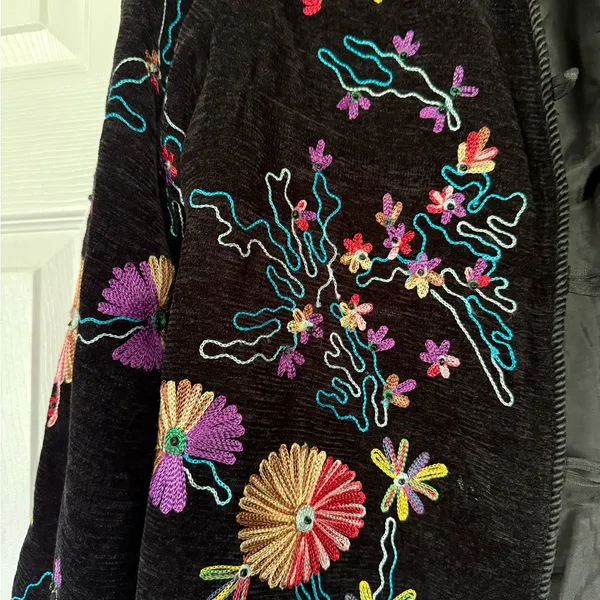 Julia Kim Floral Fully Embroidered Beautiful Blazer Jacket Vintage 90s - Image 4