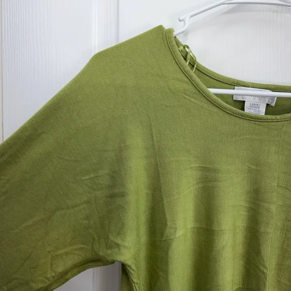 Vintage Worthington green soft knit rayon‎ wide sleeve cropped sweater large - Image 3