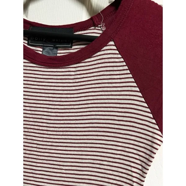 Polly‎ & Esther Womens Medium Burgundy Striped Raglan Baseball T-Shirt Dress - Image 6