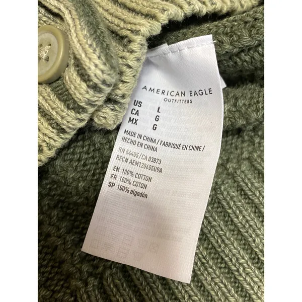 American Eagle Cable Knit Crew Neck Long Sleeve Button Cardigan Sweater Top Sz L - Image 4