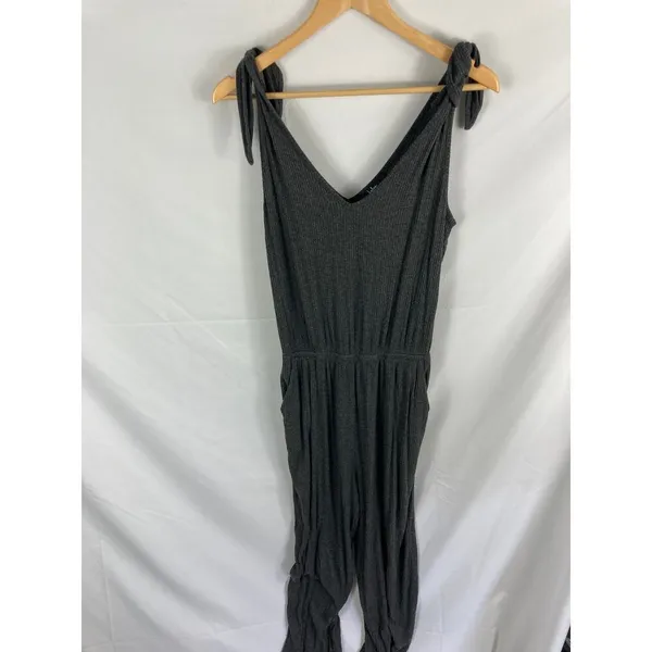 Lulus Belmore Heathered Charcoal Grey Ribbed Sleeveless Jumpsuit Size Medium - Image 4