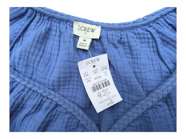 J. Crew Periwinkle Cotton Gauze Peasant Blouse - Image 3