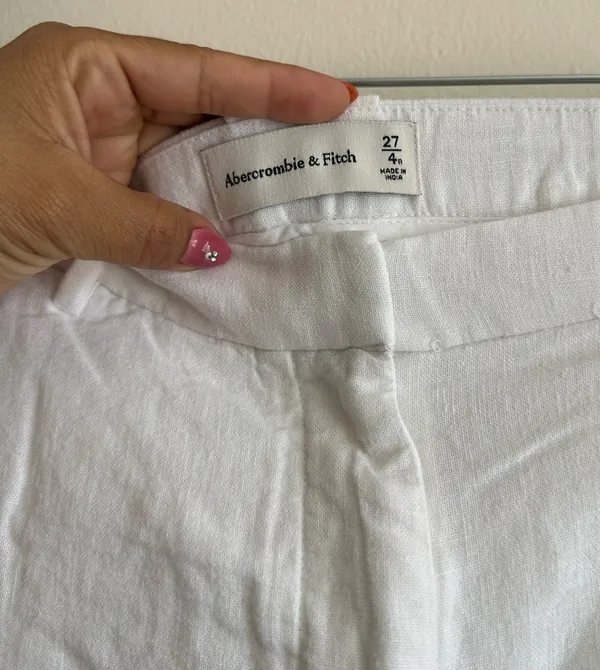 Abercrombie & Fitch White Linen Lined Blend Trousers Pant Size 27/4 - Image 7