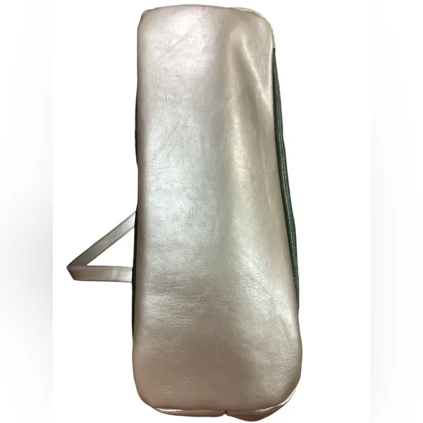 Aurielle Leather Silver & Green Purse Bag‎ Tote - Image 4