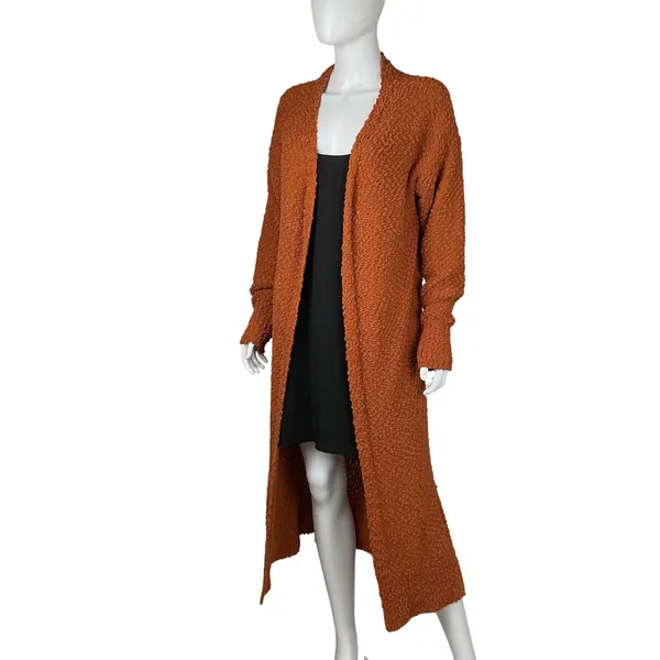 Andree by Unit Rust Orange Textured Long‎ Open Front Cardigan Sweater Size M - Image 8