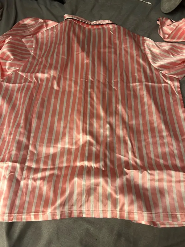 Luxenight Striped Button Up Satin Pajama Set,Size 1X. NWOT - Image 5