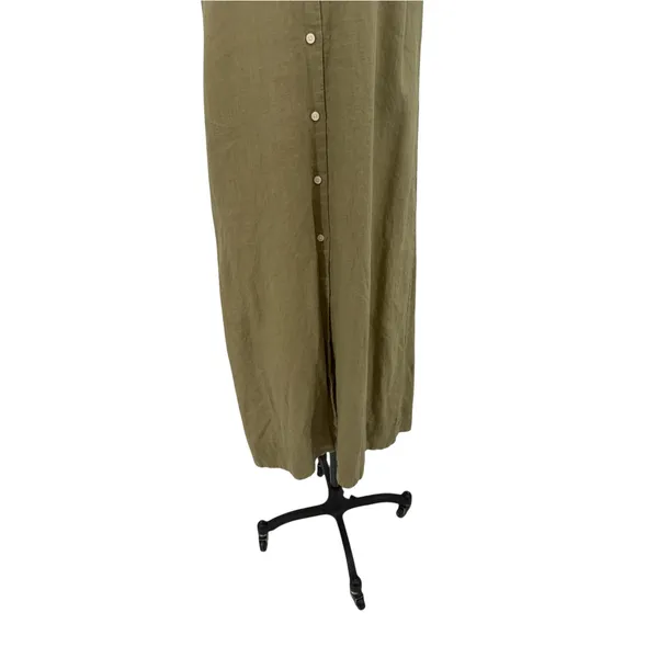 Aritzia Wilfred Eleta Organic Linen Button Front Maxi Dress Green Size Small - Image 6